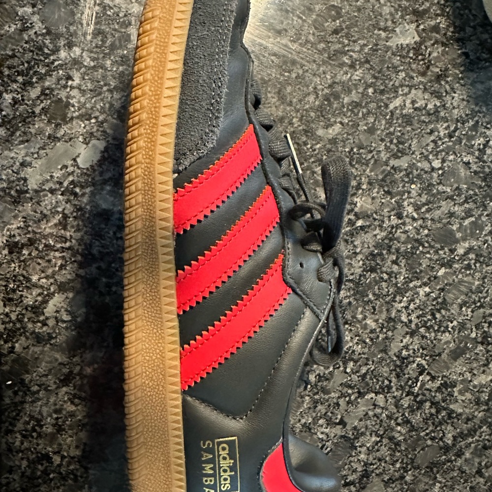 Adidas Samba Black with Red Stripes